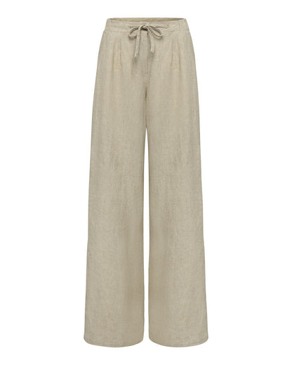 The Polo Club Women's Wide Leg Linen Pant Natural