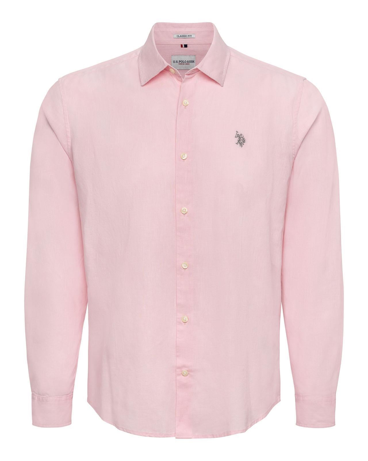 USPA Men's Linen Blend LS Shirt Pink A Boo – USPA Shop