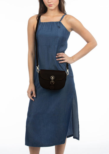 USPA Arlington Premium Leather Crossbody Bag Black