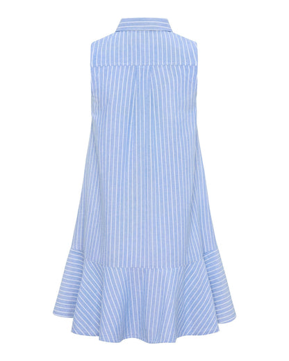 The Polo Club Women's Sleeveless Striped Linen Dress Blue