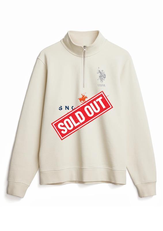 USPA x St. Moritz Snow Polo Organic Cotton French Terry 1/4 Zip Natural