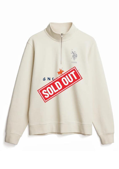 USPA x St. Moritz Snow Polo Organic Cotton French Terry 1/4 Zip Natural