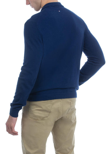 USPA Men's Alpaca/Cotton LS Sweater Knit Polo Navy