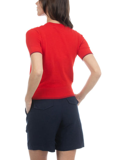 USPA Women's Fine Knit Crew Jumper Red