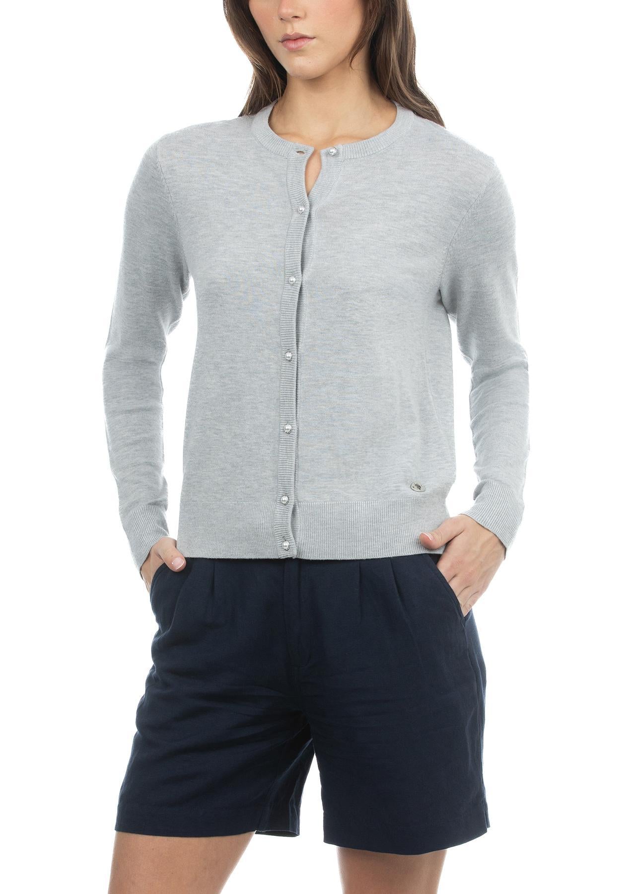 USPA Women s Fine Knit Cardigan Grey Heather