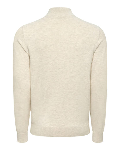 USPA Men's Knitted Cotton Rick Funnel 1/4 Zip Birch Marl