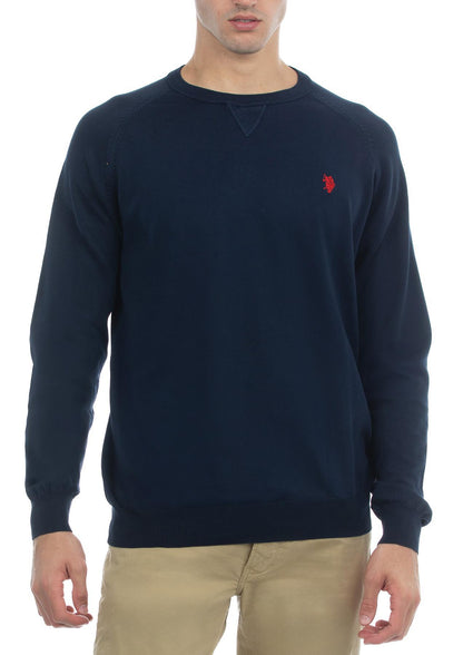USPA Men's Long Sleeve Cotton Overdyed Sweater Navy