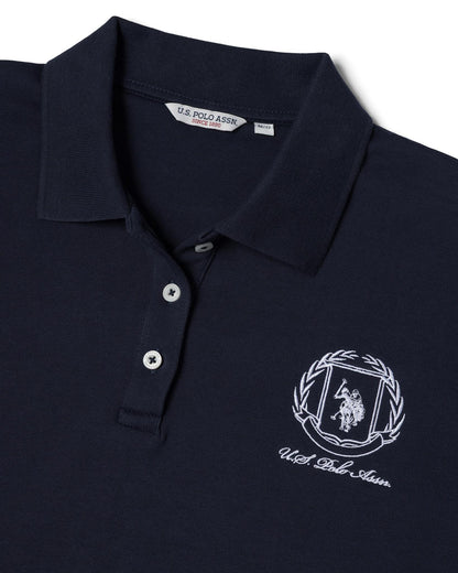 USPA Women's Wreath Graphic Tipped LB Rugby Sweat Navy Iris