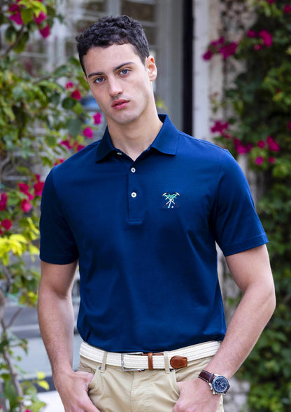 Men's Fine Mercerized Cotton Polo Navy w/ Multi-Color Logo