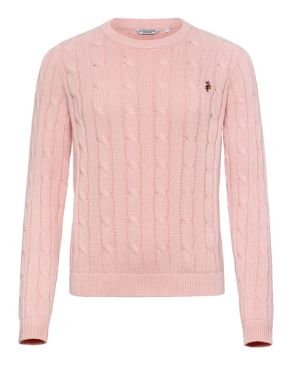 USPA Women's Crew Cable Jumper Crystal Rose