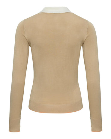 USPA Women's LS Open Knit Polo Smoke Gray