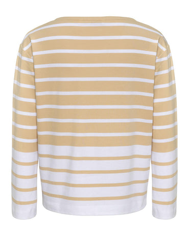 USPA Women's Colour Block Stripe Boatneck Tee Smoke Gray