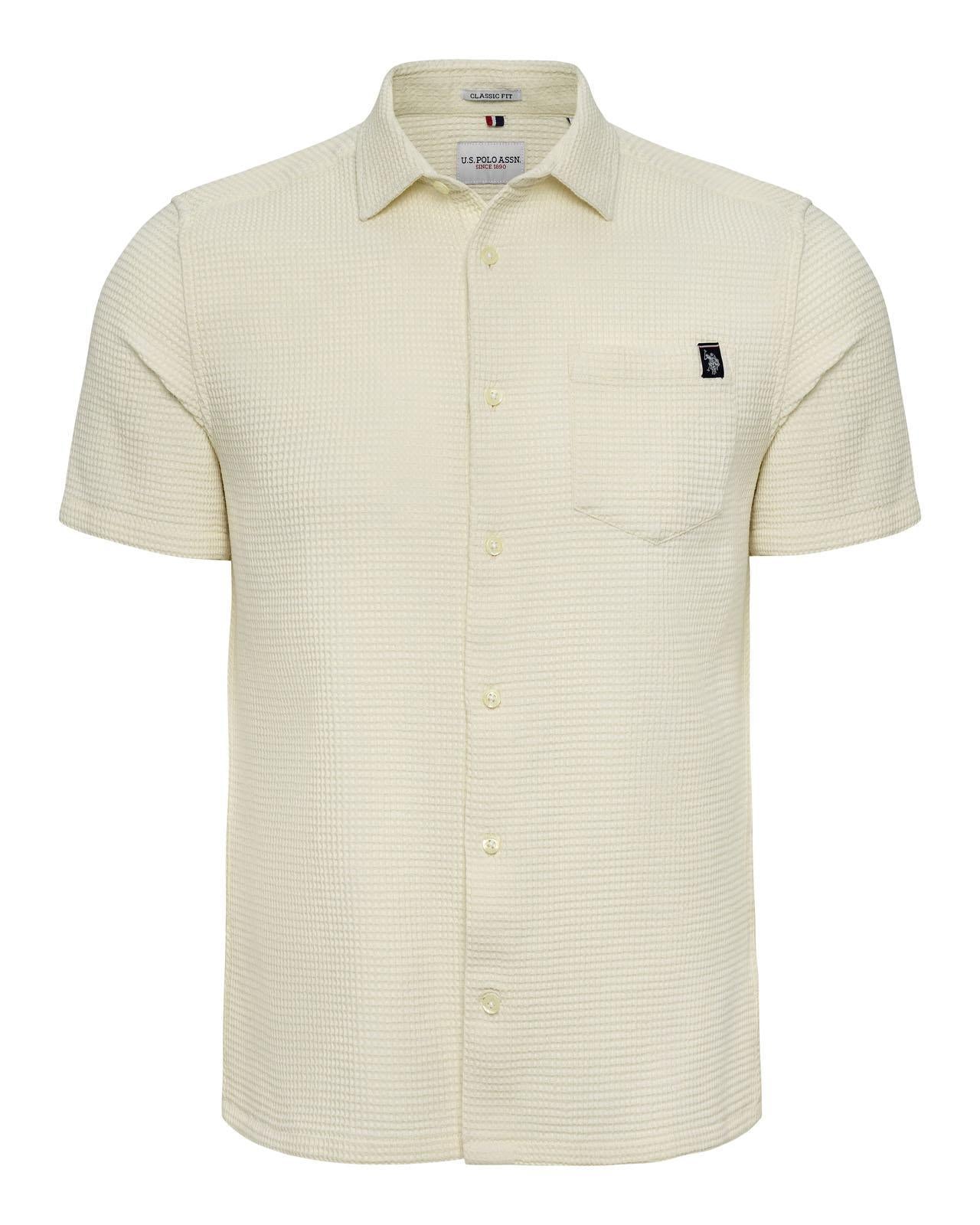 USPA Men's Waffle SS Shirt Bright White