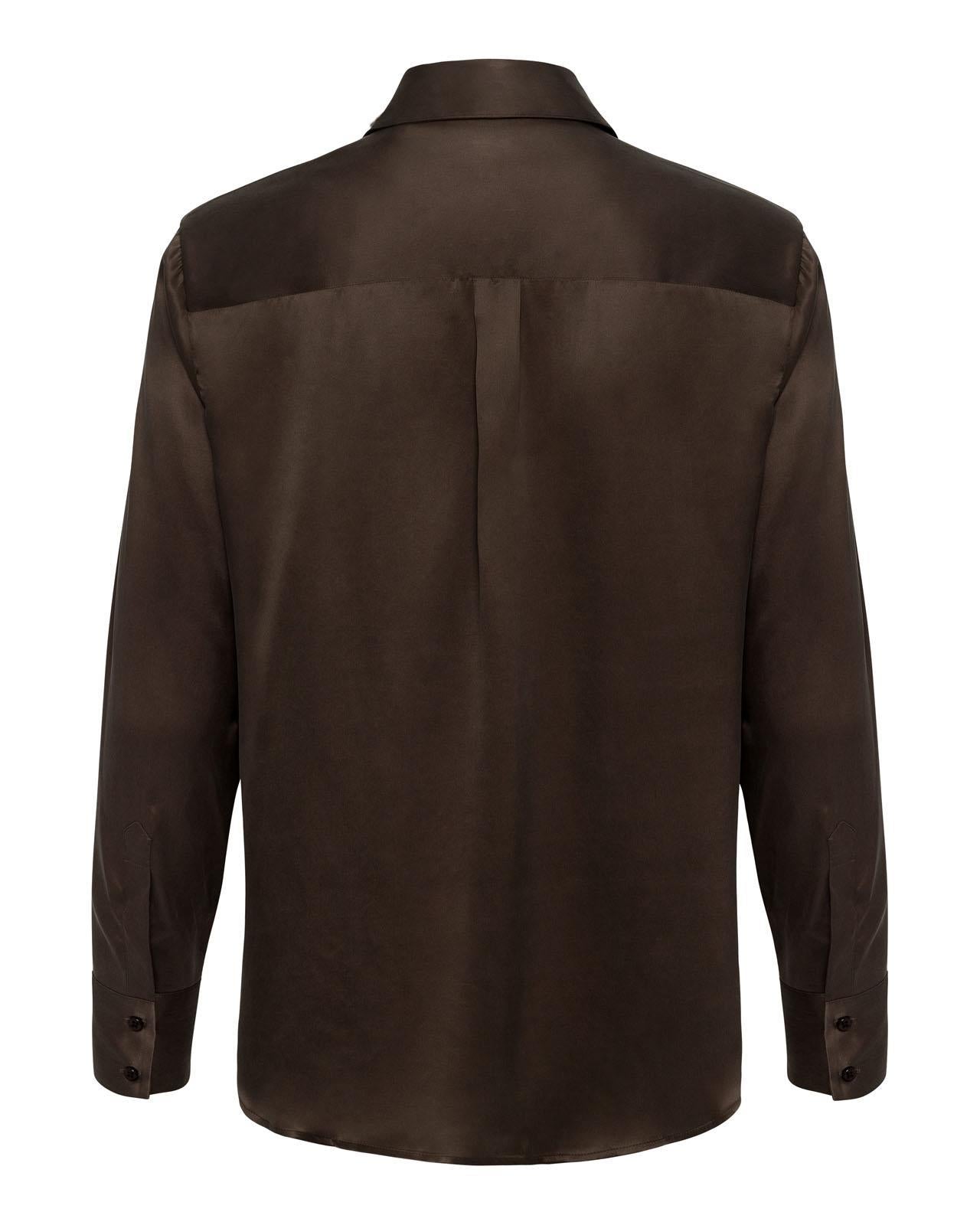 The Polo Club Women's Silk Pocket Blouse Brown