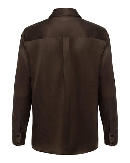 The Polo Club Women's Silk Pocket Blouse Brown
