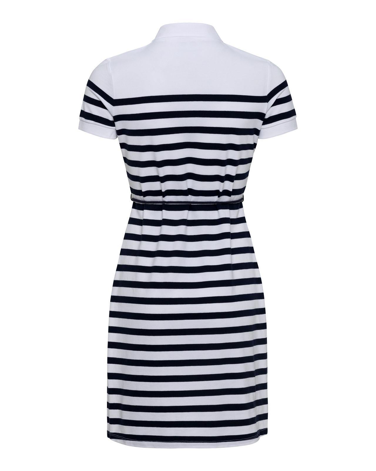 USPA Women's Stripe Relaxed Polo Dress Navy Iris