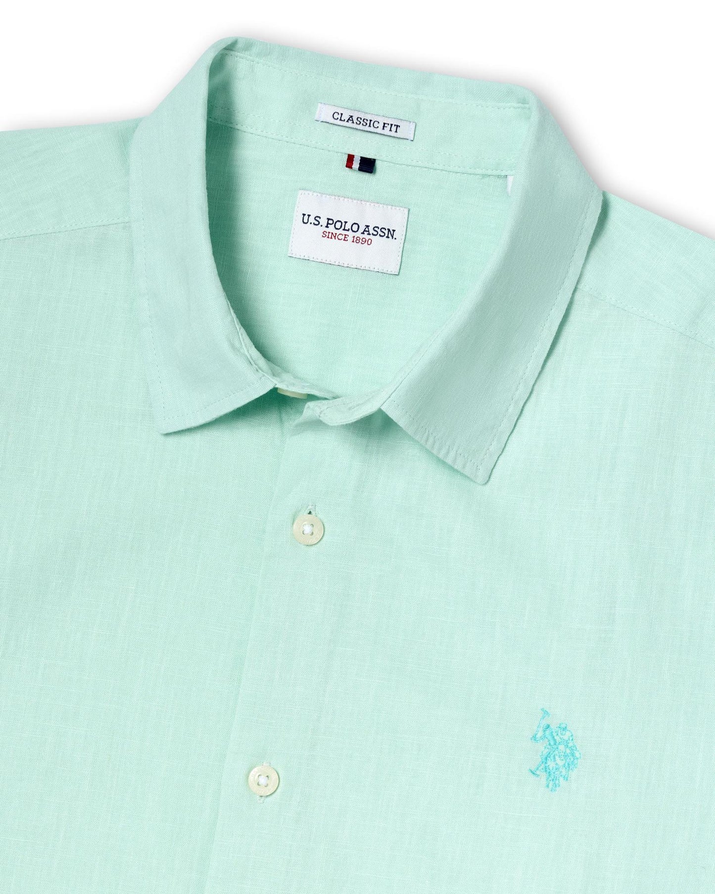 USPA Men's Linen Blend SS Shirt Honeydew