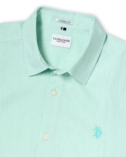 USPA Men's Linen Blend SS Shirt Honeydew