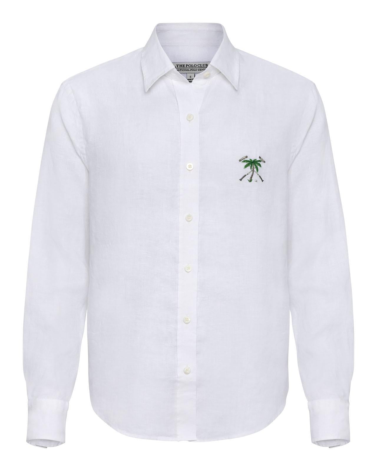 The Polo Club Women's Longsleeve Linen Shirt White