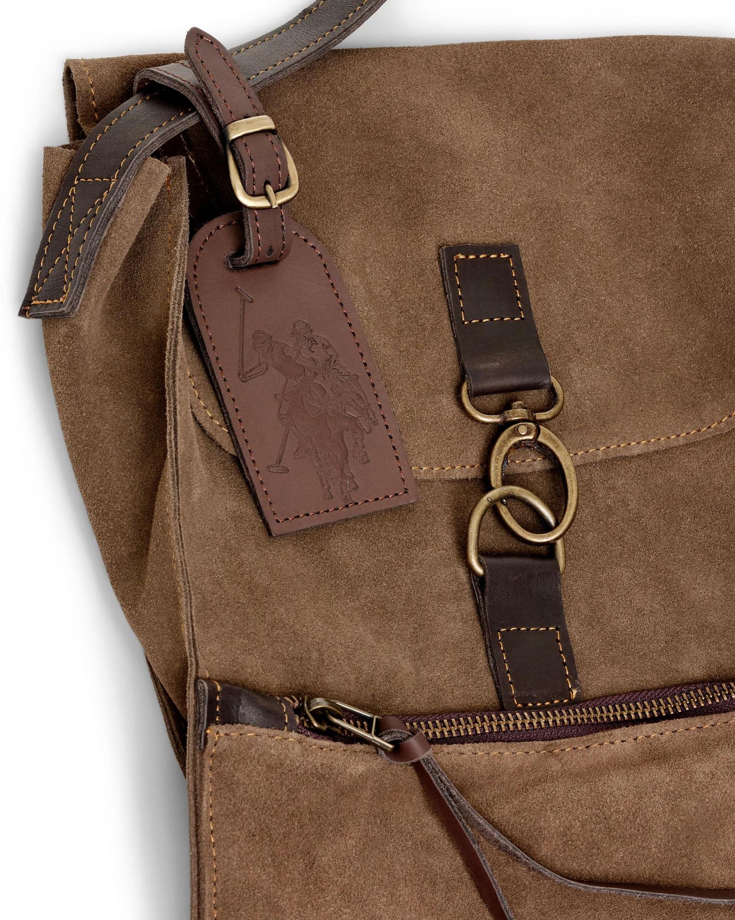 USPA Argentine Leather Messenger Bag Dulce De Leche