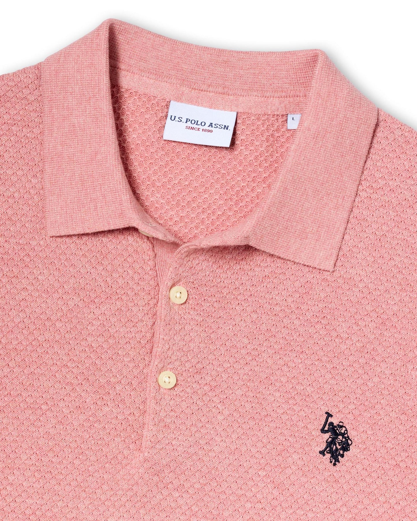 USPA Men's Moss Stitch Knit SS Polo Mauveglow