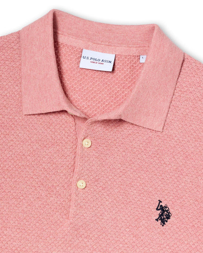 USPA Men's Moss Stitch Knit SS Polo Mauveglow
