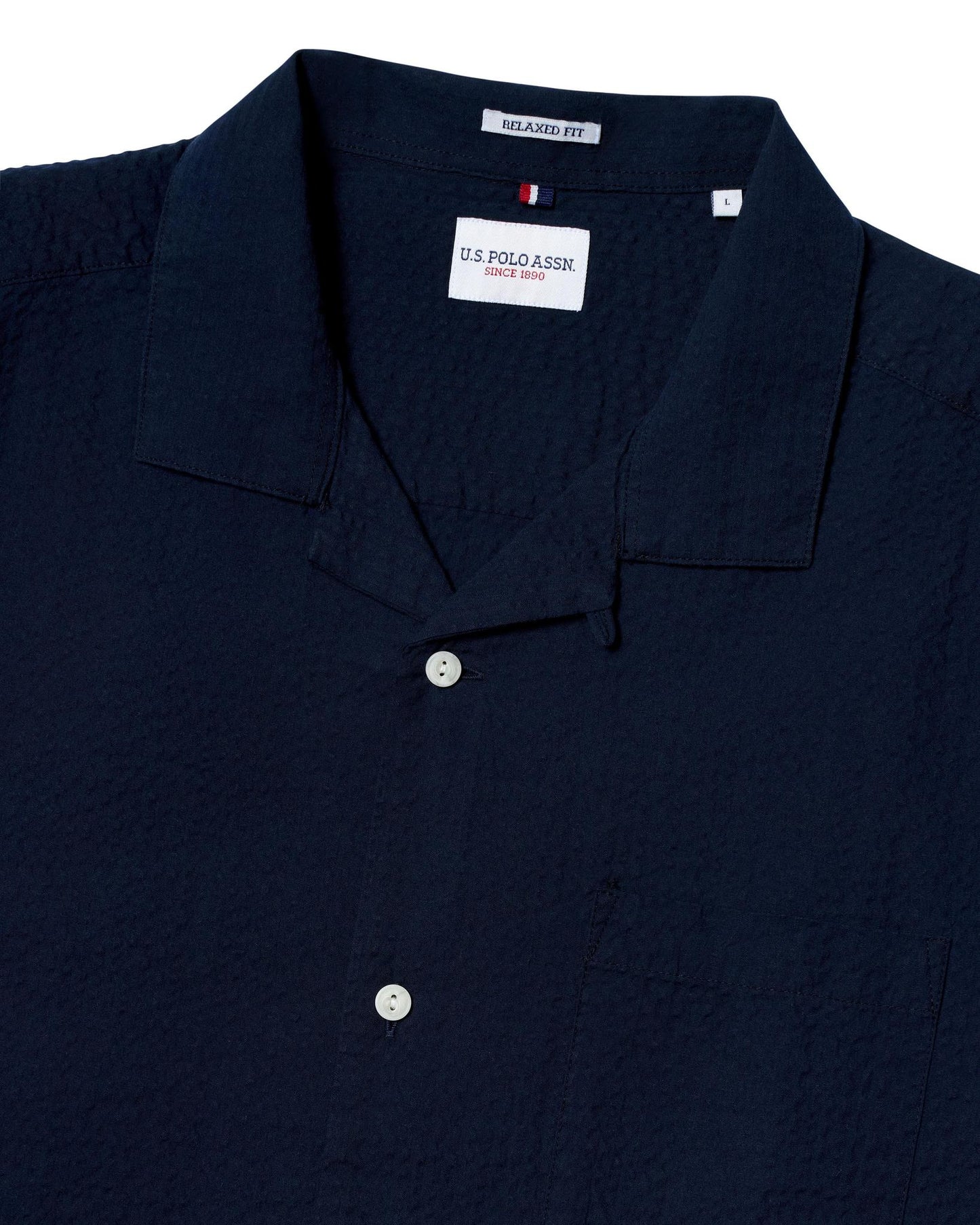 USPA Men's Seersucker SS Shirt Sapphire Navy