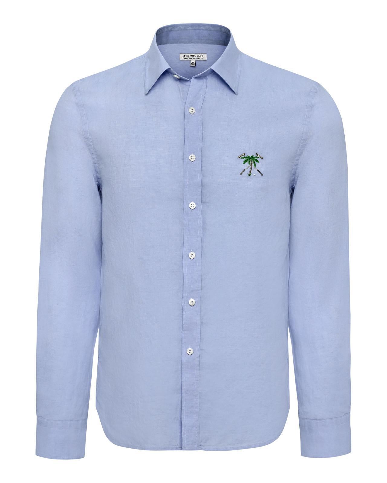 The Polo Club Men's Linen Woven Shirt Blue