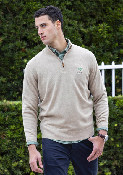 Men's Cashmere Quarter Zip Pullover Linen