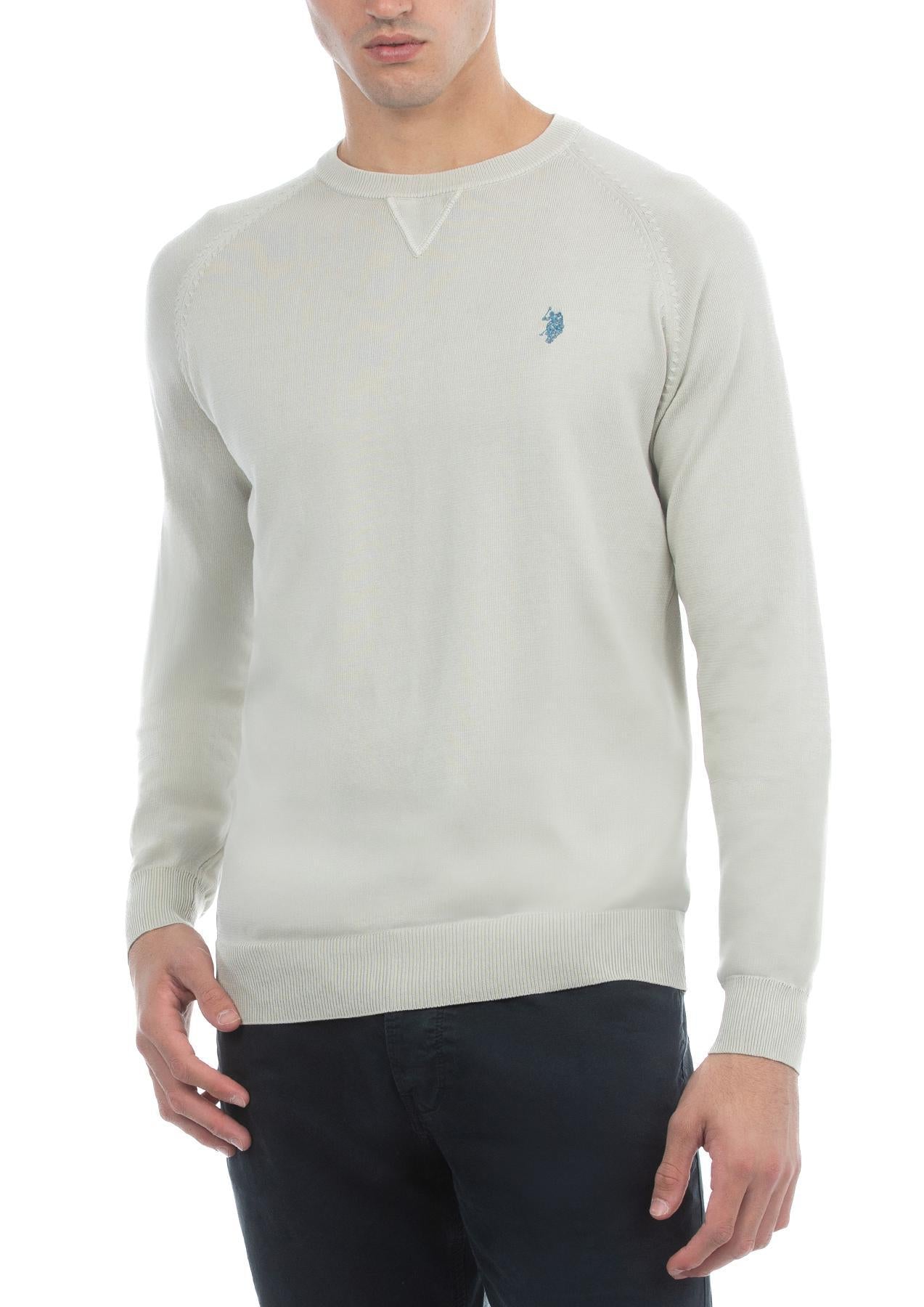 USPA Men&#39;s Long Sleeve Cotton Overdyed Sweater Light Grey