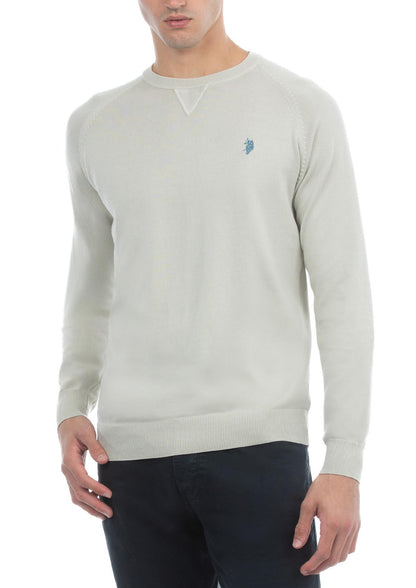 USPA Men's Long Sleeve Cotton Overdyed Sweater Light Grey