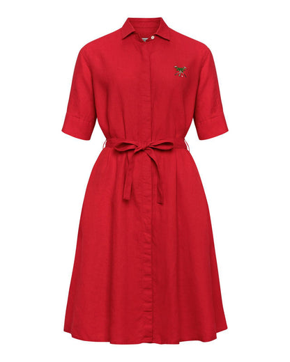 The Polo Club Women's Linen Dress Red