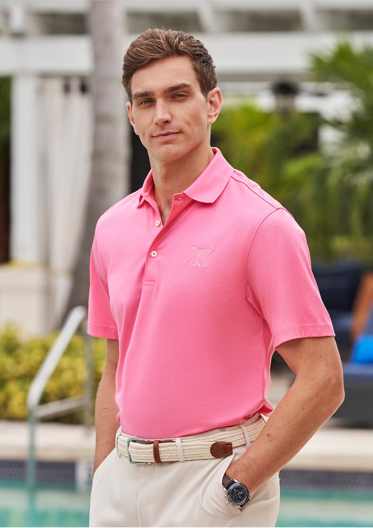Men's Fine Mercerized Cotton Polo in Peppermint