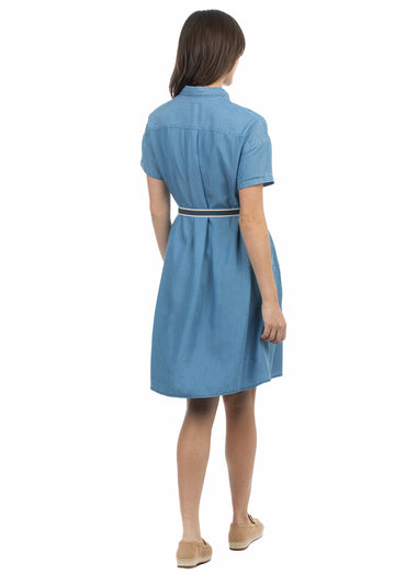 USPA Women's Tencel Short Sleeve Dress Denim