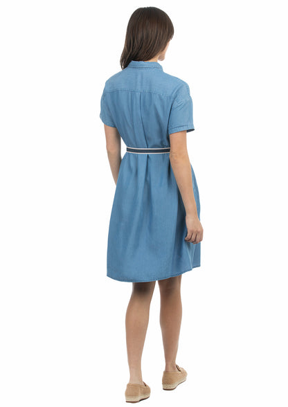 USPA Women's Tencel Short Sleeve Dress Denim