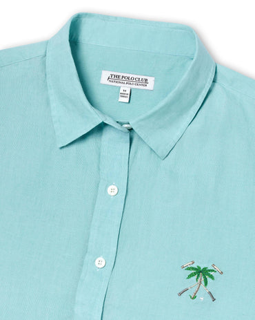 The Polo Club Women's LS Linen Shirt Teal