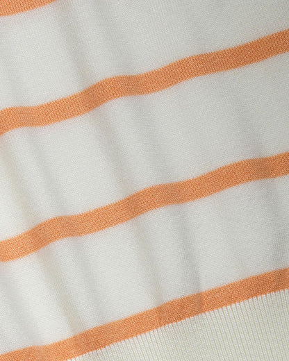 USPA Women's Colour Block Stripe SS Crew Neck Jumper Peach Nectar