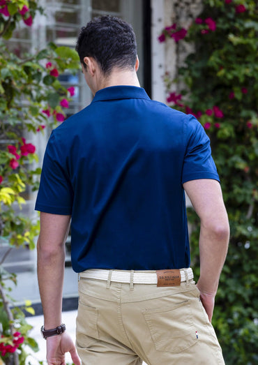 Men's Fine Mercerized Cotton Polo Navy w/ Multi-Color Logo