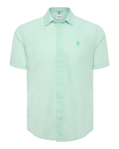 USPA Men's Linen Blend SS Shirt Honeydew