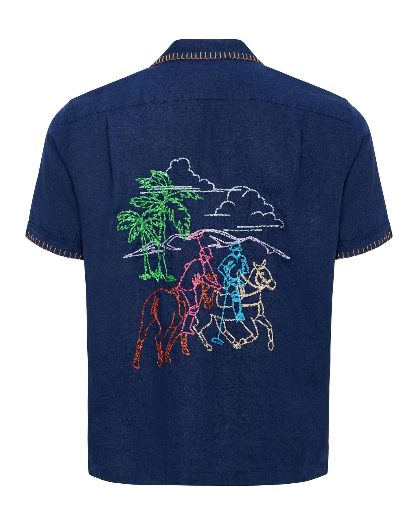 USPA Men's Cabana Embroidered Shirt Navy