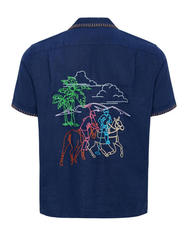 USPA Men's Cabana Embroidered Shirt Navy