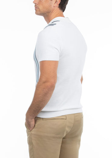 USPA Men's Vertical Stripe Knit Polo Shirt White