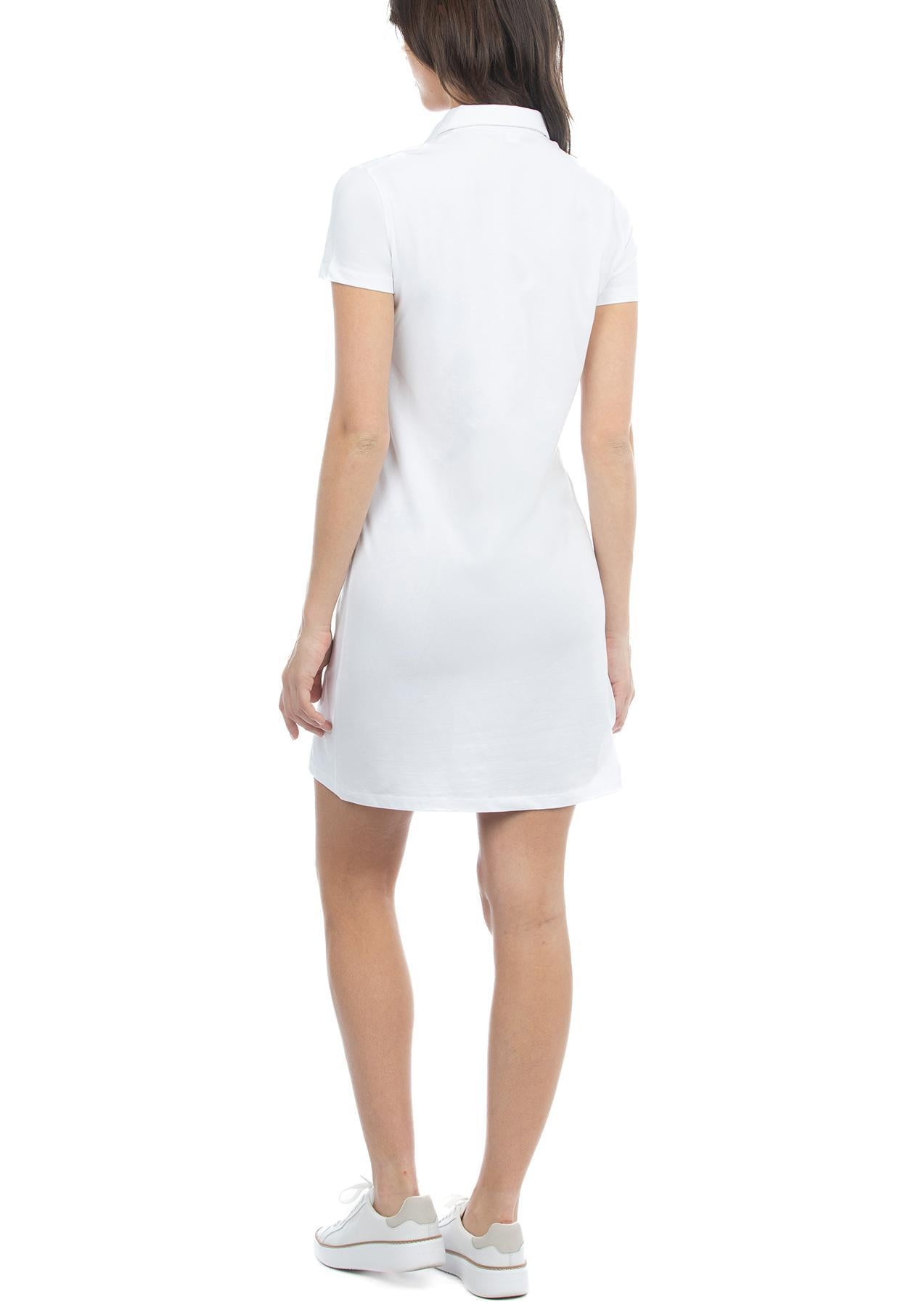 USPA Women's Short Sleeve Stretch Jersey Polo Dress White