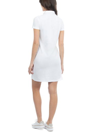 USPA Women's Short Sleeve Stretch Jersey Polo Dress White