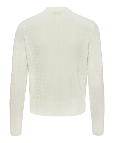 USPA Women's Fine Cable Knit Cardigan Marshmallow