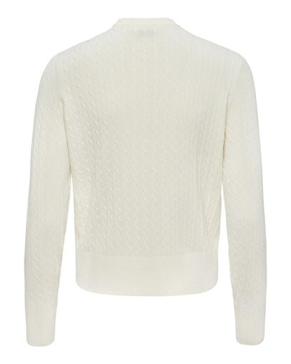 USPA Women's Fine Cable Knit Cardigan Marshmallow