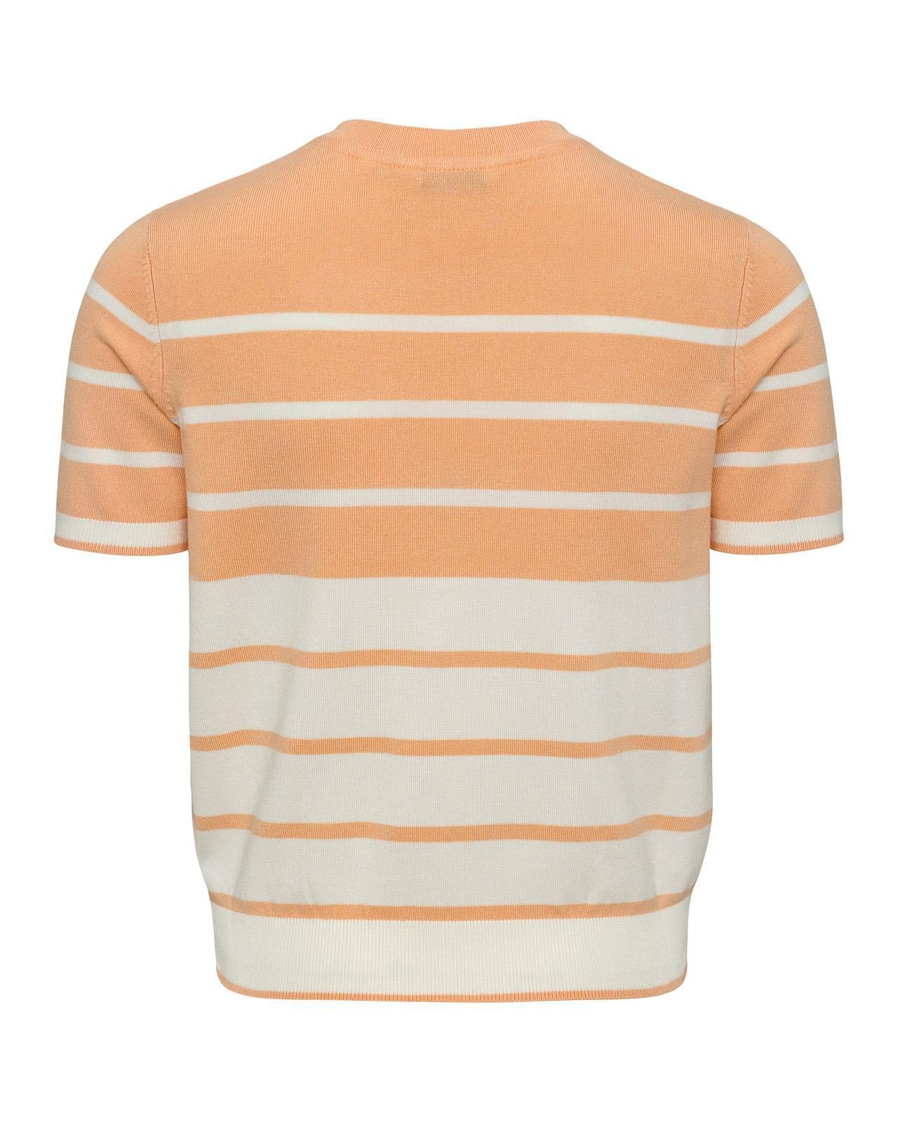 USPA Women's Colour Block Stripe SS Crew Neck Jumper Peach Nectar
