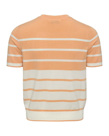 USPA Women's Colour Block Stripe SS Crew Neck Jumper Peach Nectar