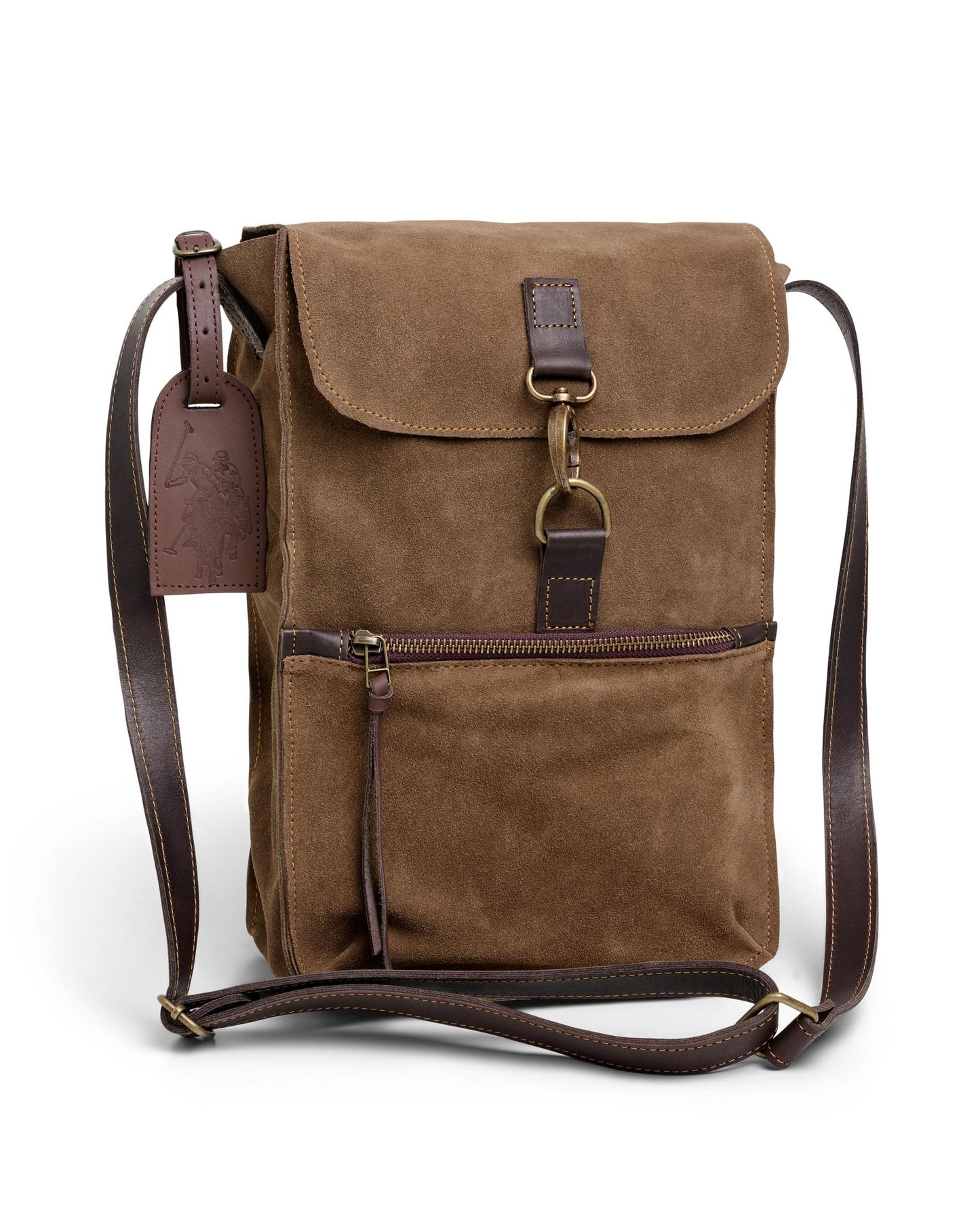 USPA Argentine Leather Messenger Bag Dulce De Leche