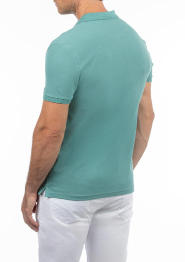 USPA Men's Textured Knit Zip Polo Teal